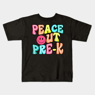 Peace Out Pre K Happy Last Day Of School Groovy Kids T-Shirt